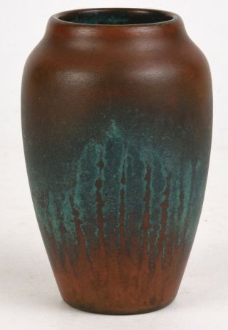 Clewell Pottery Copper Clad 5 " Tall Arts And Crafts Vase Fantastic Glaze