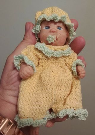 Ooak Polymer Clay Baby Doll.  Sunflower