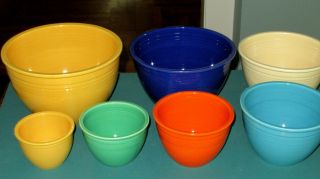 Vintage Fiesta Seven (7) Bowl Six Color Nested Mixing Bowl Set ($1078 Value)