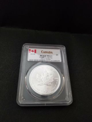 Canadian Maple Leaf Silver $5 Dollar Ms69 Pcgs.  9999 Coin 1st Strike - 2018