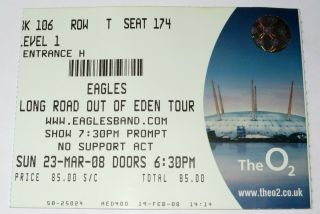 The Eagles - Live Concert Ticket Stub O2 London 23 Mar 2008