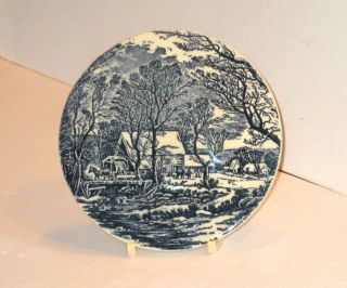 Royal China Currier And Ives Ceramic 6 " Blue Hotplate/trivet.  F Series