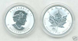 2004 Uncirculated Monkey Privy Mark Silver Maple Leaf - 1 Oz Coin With