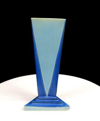Roseville Art Pottery 383 Futura Blue Matte Glaze Art Deco 8 1/4 " Vase 1928