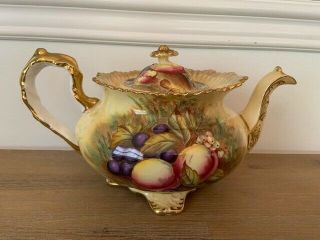 Very Rare Aynsley Orchard Gold Teapot Singed D Jones D1019
