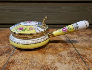 Vintage Porcelain Candy Box Hinged Lid With Handle Rococo Sevres French