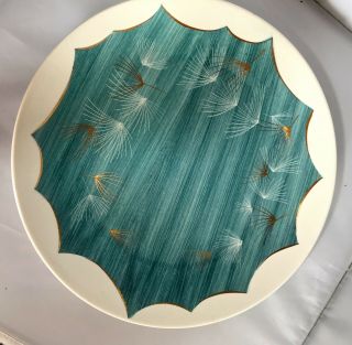 Vintage Mid - Century Modern MCM SASCHA BRASTOFF Plate Dish SIGNED in GOLD RARE 2