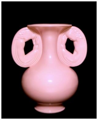 Vernon Kilns M&v Hamilton " Carved Handle " Vase Gloss Pink Trial Glaze
