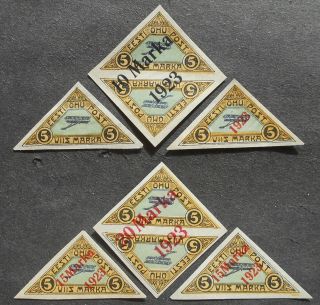Estonia 1923 Airmail,  Tete - Beche,  Stamps,  Yv A1 - A5,  Mh,  Cv=173eur