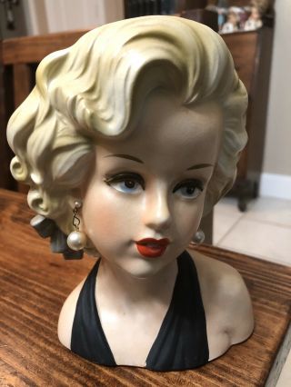 Vintage Marilyn Monroe Relpo Lady Head Vase Headvase 2083 7”