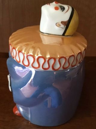 Noritake Art Deco Pierrot Luster Clown Humidor Powder Jar