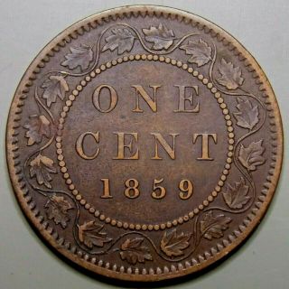 1859 Canada Canadian Large 1 Cent Victoria Coin - Haxby Pc59 - 91