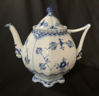Royal Copenhagen Blue Fluted Full Lace Teapot 1119 First Quality