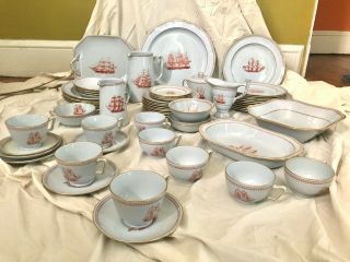 Copeland Spode Red Trade Winds Set Of 61