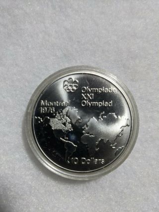 Montreal 1976 Olympics 10 Dollar Elizabeth Ii 1973 Silver Coin