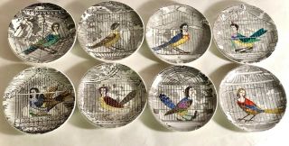 Set Of 8 Fornasetti Le Arpie Gentili " Mythical Half Bird " 4 1/4 " Coasters Rare