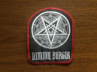 Dimmu Borgir,  Logo,  Sew On White Wiyh Red Edge Embroidered Patch