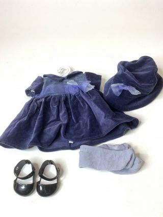 American Girl Bitty Baby Doll Clothes Purple Velvet Dress Outfit Winter Party