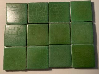 12 GRUEBY Green tiles,  Arts and Crafts Ca.  1910 4 