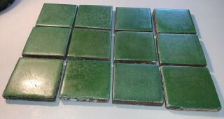 12 GRUEBY Green tiles,  Arts and Crafts Ca.  1910 4 