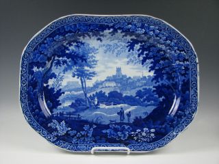 Historical Dark Blue Staffordshire Platter By Clews