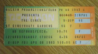 The Kinks 1983 Concert Ticket / Stub Cincinnati Gardens