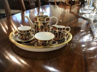 Royal Crown Derby Old Imari Xlvii Mini / Miniature Complete 7 Pc Tea Set