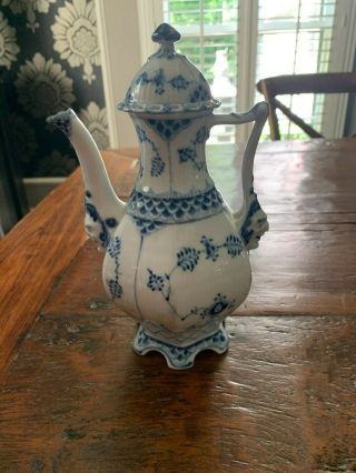 Royal Copenhagen Blue Fluted Full Lace Small Coffee Pot W/ Masks 1020
