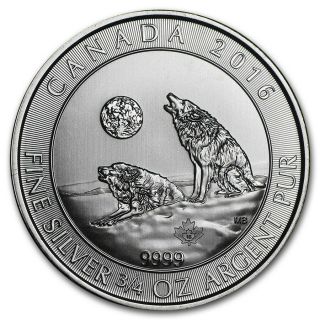 2016 Canadian Wolf Series Howling Wolves 3/4 Oz.  9999 Silver Bu Bullion Coin