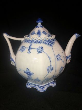 Royal Copenhagen Blue Fluted Full Lace Teapot 1119 First Quality 3