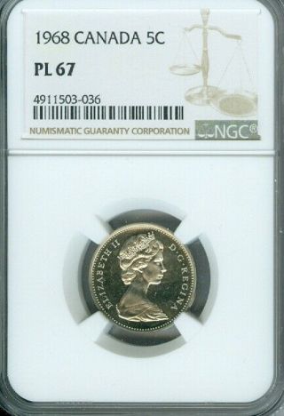 1968 Canada 5 Cents Ngc Pl - 67 Deal