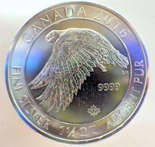 2016 Canada 8 Dollars Coin 1 - 1/2 Troy Oz.  999 Uncirc Snow Falcon 1.  5 T Oz.
