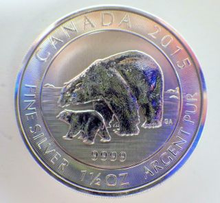 2015 Canada 8 Dollars Coin 1 - 1/2 Troy Oz.  999 Uncirculated Polar Bears 1.  5 To