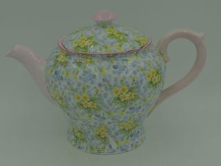 Rare Shelley Chintz Pink Primrose Teapot 3 Cups Exc.