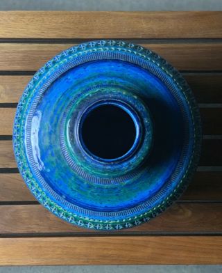 Large Rimini Blue Ceramic Vessel By Aldo Londi For Bitossi