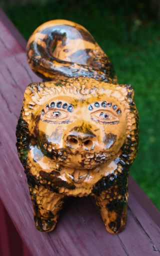 Billy Ray Hussey Shenandoah Lion Figural Face Jug Nc Pottery Folk North Carolina