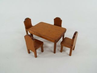 Vintage Strombecker Dollhouse Dining Room Furniture Kitchen Table & Chairs