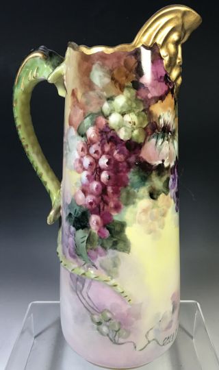 Limoges Hand Painted Tankard Pitcher