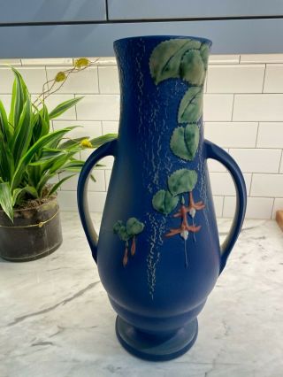 Roseville Pottery - Fuchsia Blue - Large Floor Vase Rare Find 905 - 18