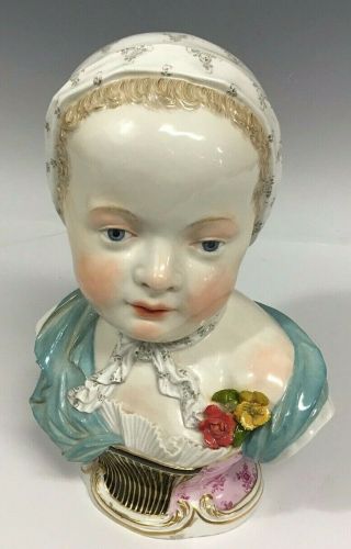Vintage Meissen Porcelain Bust Of Child