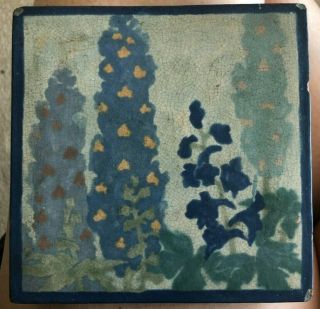 Marblehead Pottery Tile,  Vintage,  Fox Glove Flowers,  009 - 023