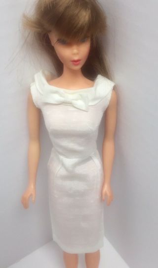 Vintage Barbie White Silk Sheath Dress Fashion Pak