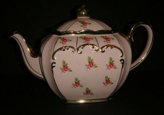 Rare Pink Sadler Cube Ditsy Rose Teapot From England 1936