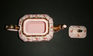 RARE PINK SADLER CUBE DITSY ROSE TEAPOT FROM ENGLAND 1936 2