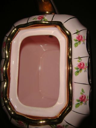 RARE PINK SADLER CUBE DITSY ROSE TEAPOT FROM ENGLAND 1936 3