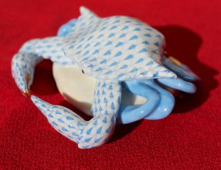 Herend Hungary Blue Fishnet Crab Figurine 5 " With Gold Details Porcelain