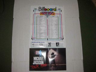 Billboard Hot 100 March 5 1988 18 X 34 Poster W/ Michael Jackson 1988 Tour Ad