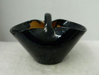 Transitional Nc Pottery Cobalt Over Natural Glaze Basket,  Shop Of J.  H.  Owen,  20s