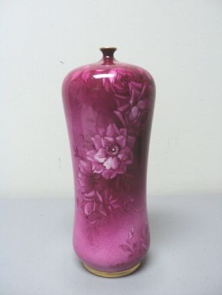 Royal Bonn Germany Hand Painted Art Pottery Bottle Vase,  C.  1900
