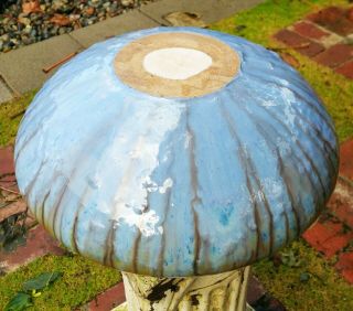 12 " Fluper Arts & Crafts Pottery Bowl Blue Drip Vtg Table Decor Vase Jersey